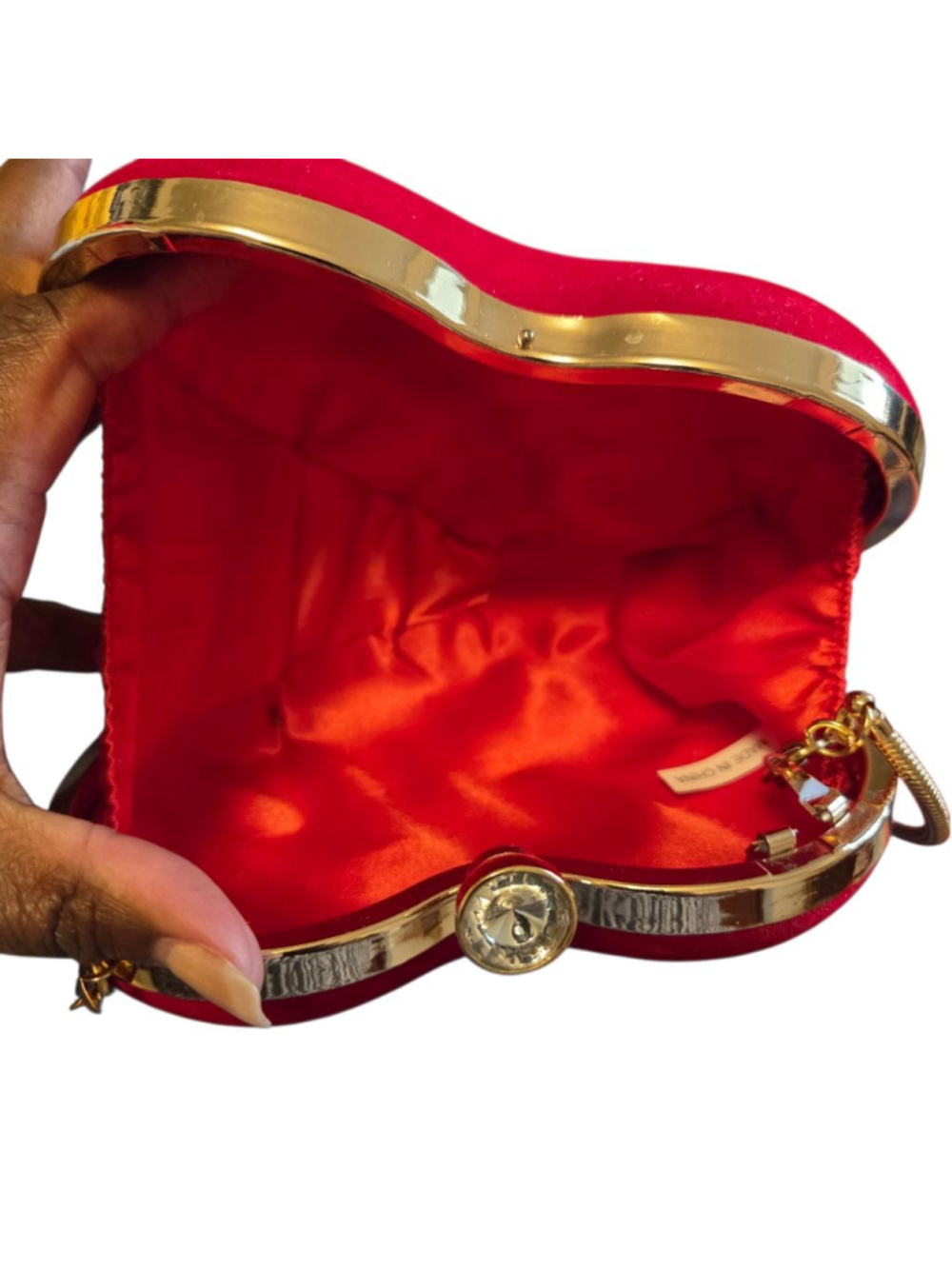 Unbranded Red Gold Heart Shaped Clutch One Size - Picture 3 of 6